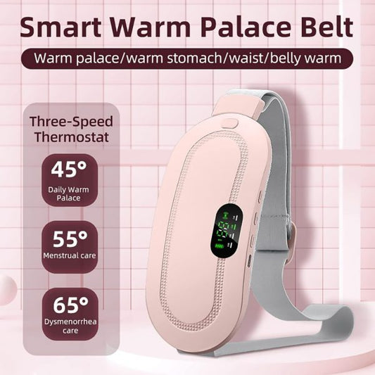 Portable Menstrual Heating Pad Belt for Women – Electric Period Cramp Relief Massager with 3 Heat Levels, 4 Massage Modes & USB Rechargeable Heating Waist Belt
