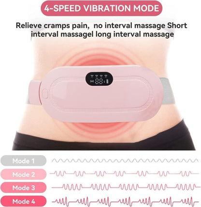 Portable Menstrual Heating Pad Belt for Women – Electric Period Cramp Relief Massager with 3 Heat Levels, 4 Massage Modes & USB Rechargeable Heating Waist Belt