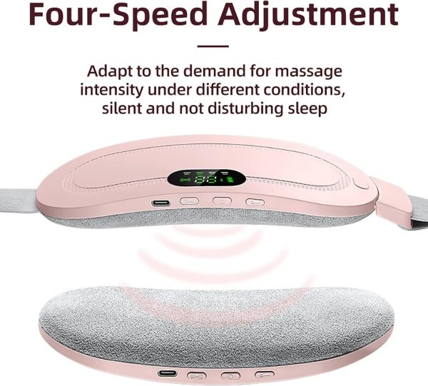 Portable Menstrual Heating Pad Belt for Women – Electric Period Cramp Relief Massager with 3 Heat Levels, 4 Massage Modes & USB Rechargeable Heating Waist Belt