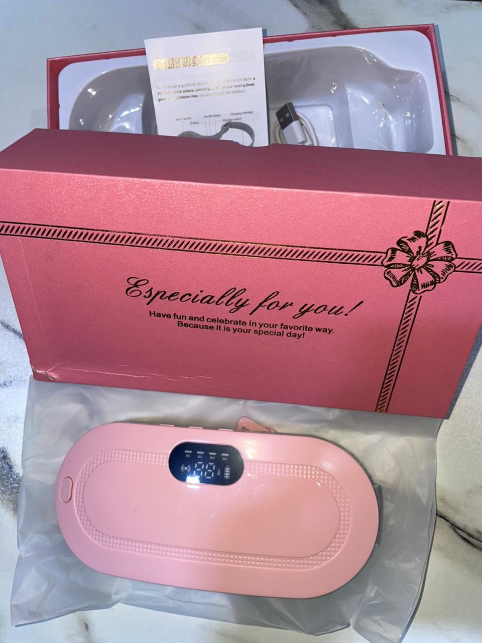 Portable Menstrual Heating Pad Belt for Women – Electric Period Cramp Relief Massager with 3 Heat Levels, 4 Massage Modes & USB Rechargeable Heating Waist Belt